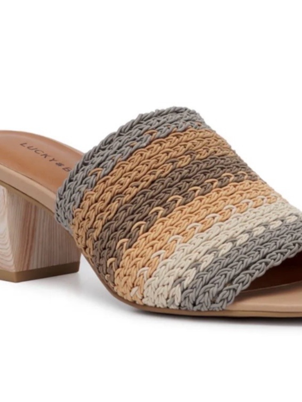 Lucky Brand Striped Braided Slide Mules in Tan, Cream & Beige